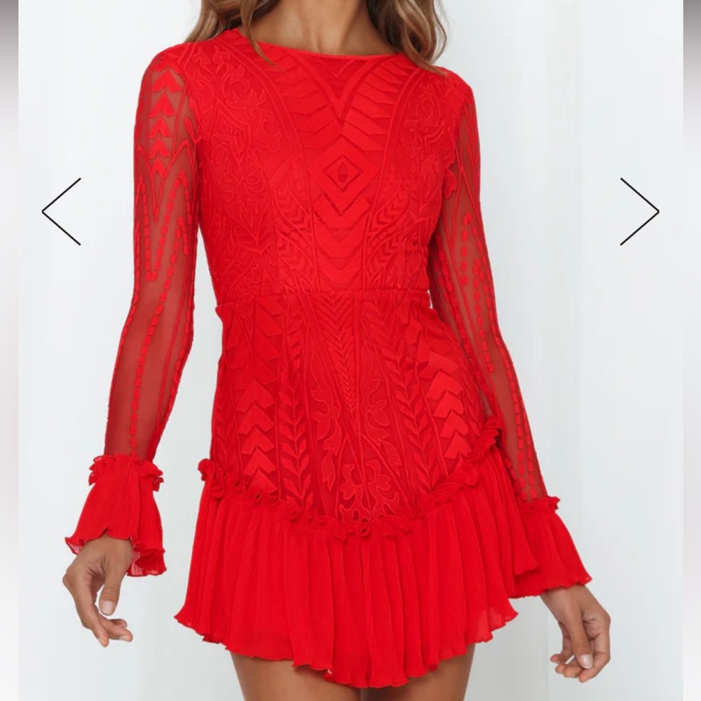 Hello Molly Red Long Sleeve Dress